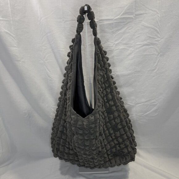 Quilted Slouchy Oversize Tote Bag, Gray, EUC - Picture 3 of 8